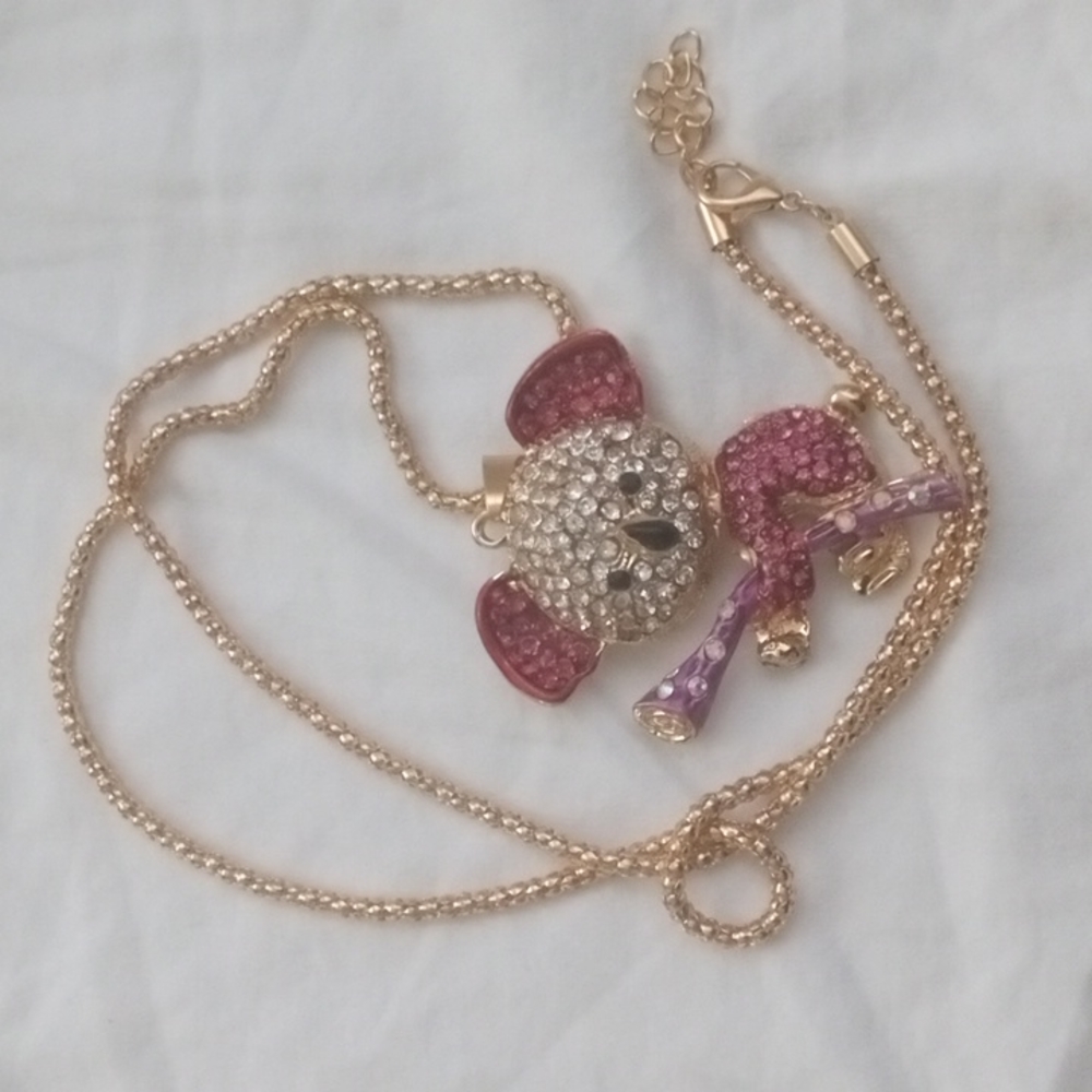 Bling Necklace Enameled & Multi Colors  Crystals Koala Bear Pendant  New